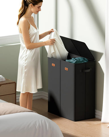 MECINFUL lid open showing two compartments for quick sorting benefit