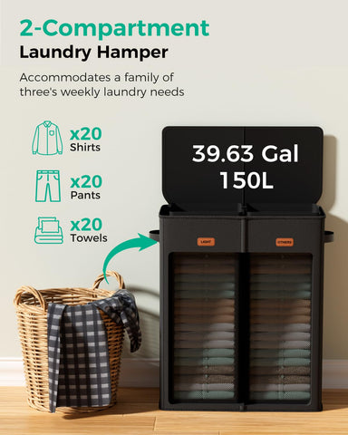 MECINFUL next to standard basket showing 150L scale and large-capacity benefit