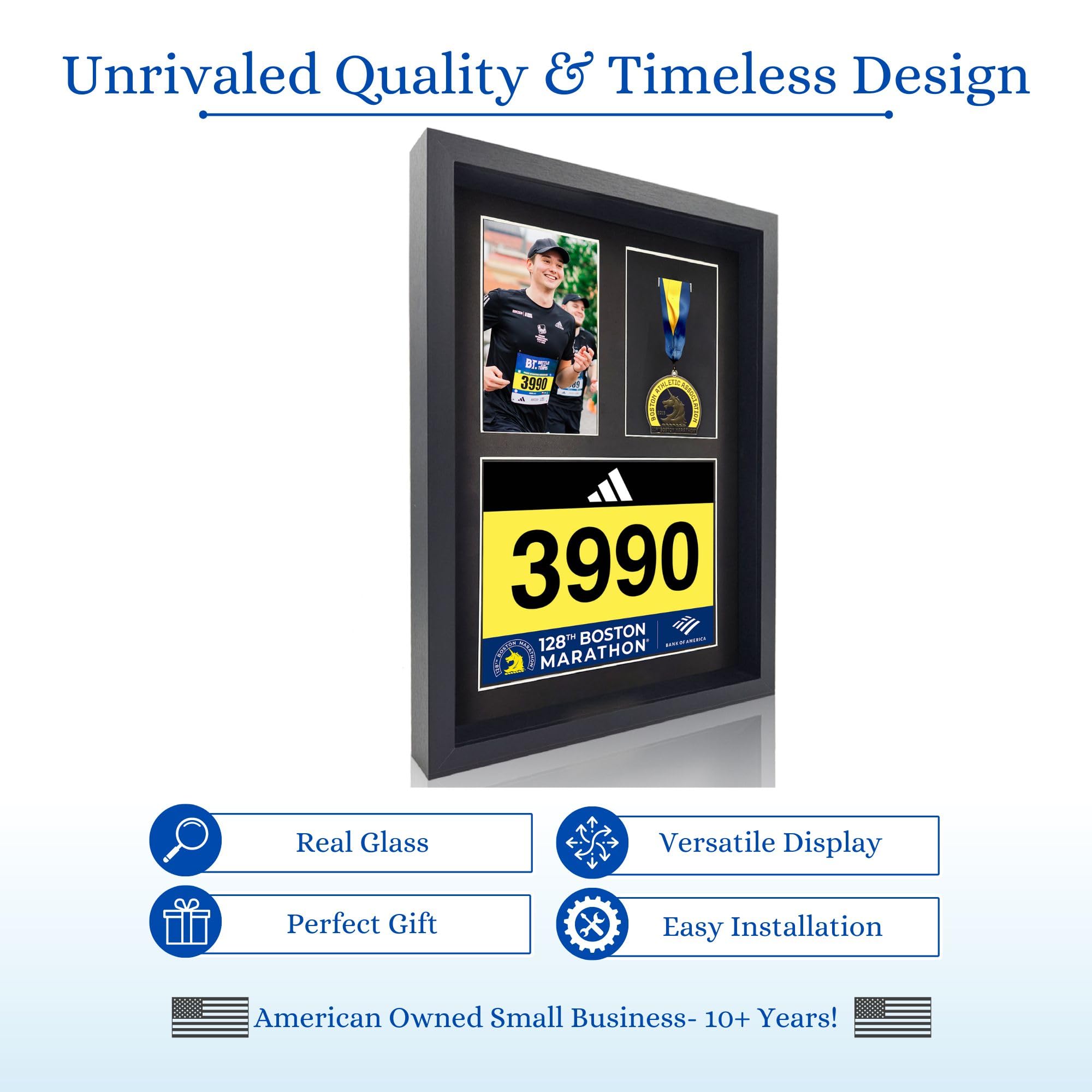 MedalAwardsRack detailed bib opening showing 6.5×9.5 inch fit to ensure proper sizing benefit