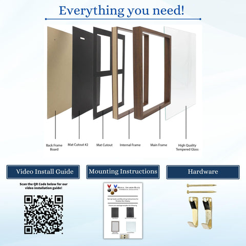 MedalAwardsRack photo slot close-up holding a 4×6 finish-line photo for secure, centered display benefit