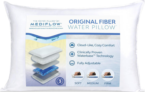 Mediflow front view of pillow showing logo and shape for consistent support