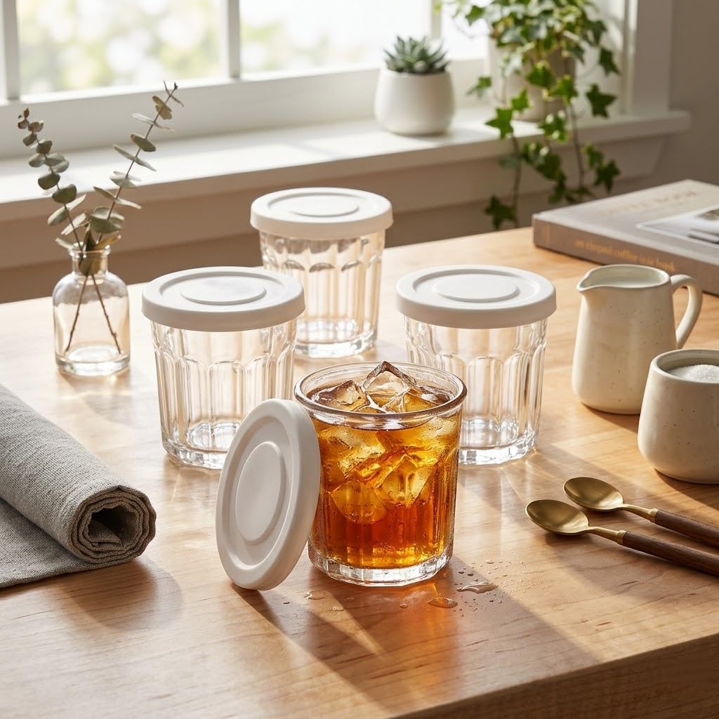 MedoouHait lidded glasses stored in fridge showing freshness-preserving benefit