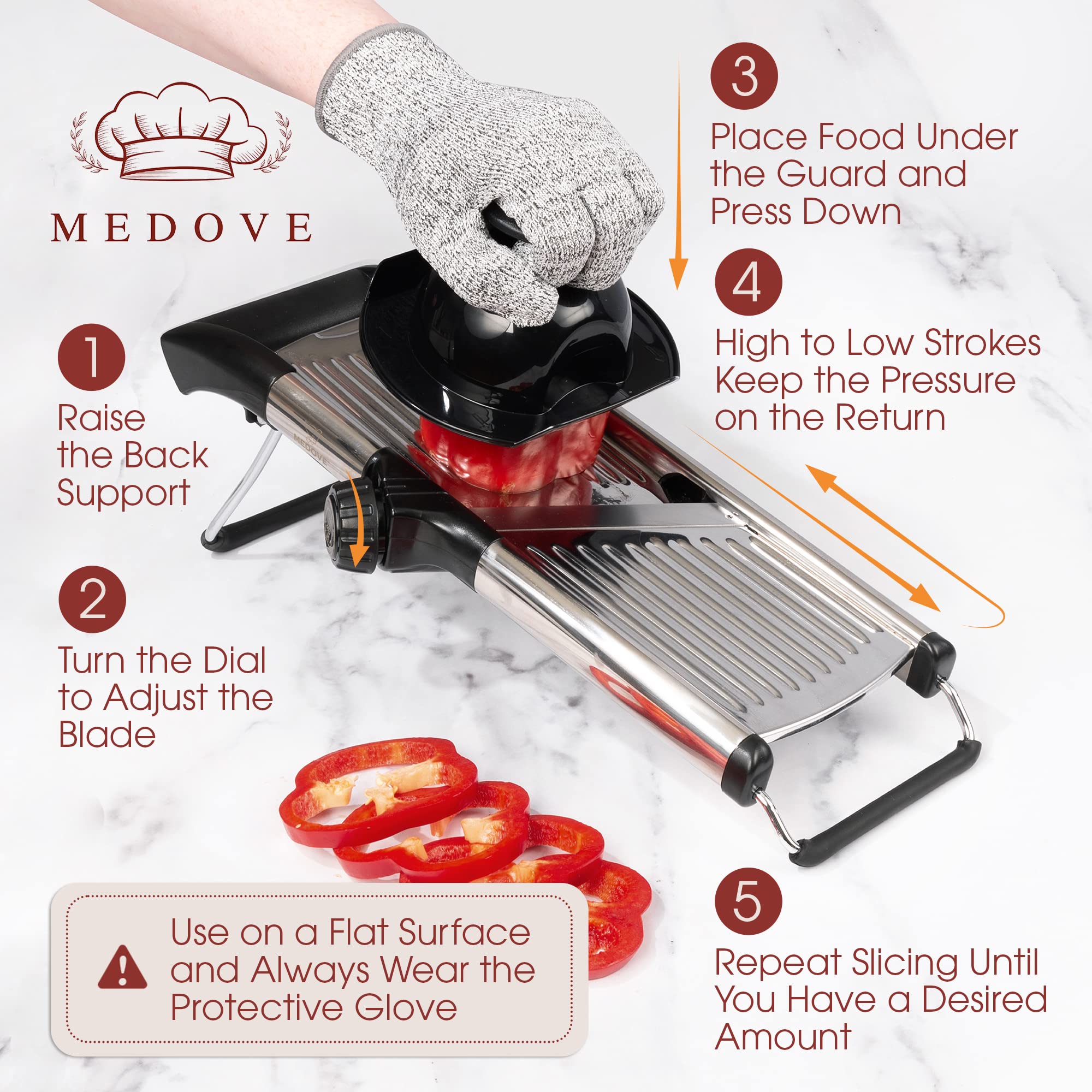 Medove hand guard detail protecting fingers for safer cutting strokes