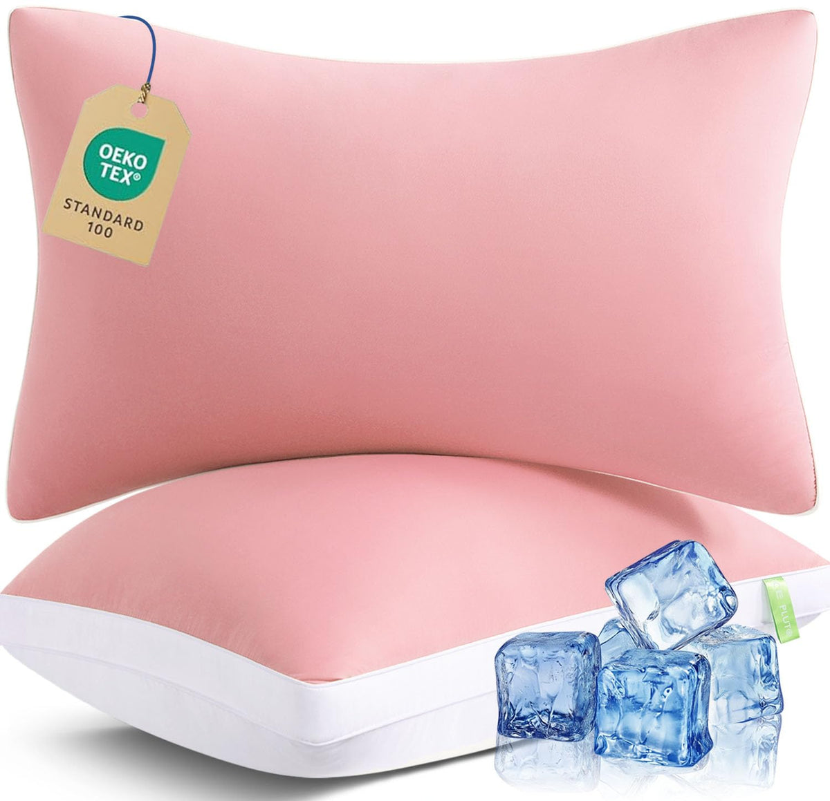 MEELUS front view of queen pillow set showing plush hotel-like comfort