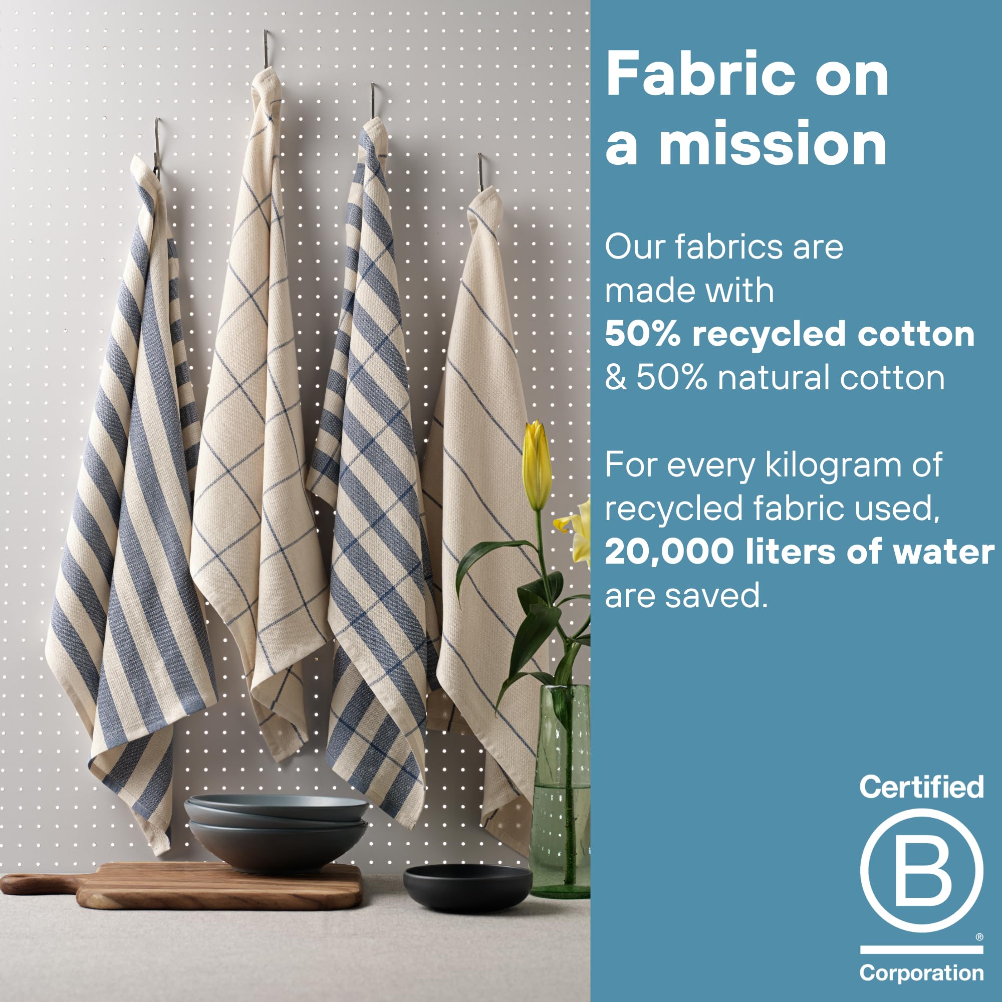 MEEMA towels styled on kitchen counter adding rustic charm and practicality