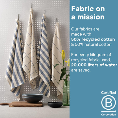 MEEMA towels styled on kitchen counter adding rustic charm and practicality