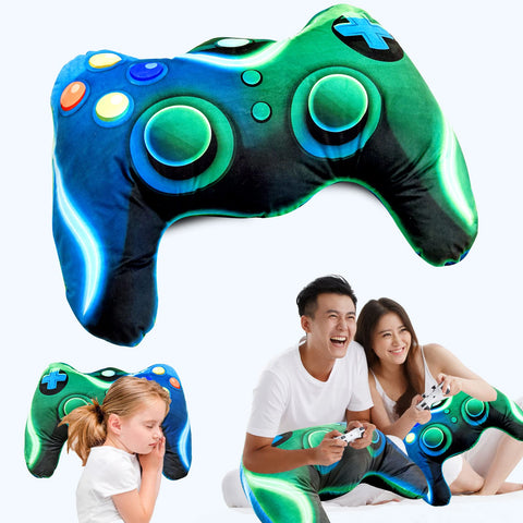 Meeting Story pillow on sofa adding colorful gamer-themed décor and comfort