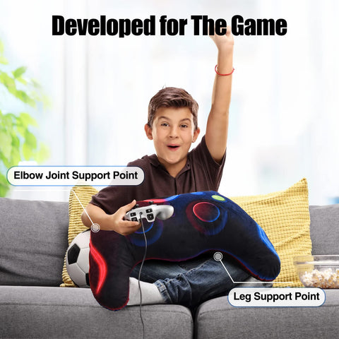 Meeting Story pillow on sofa demonstrating ergonomic arm support for gamers