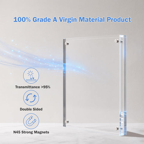 Meetu frame close edge detail showing smooth cast acrylic finish and clarity