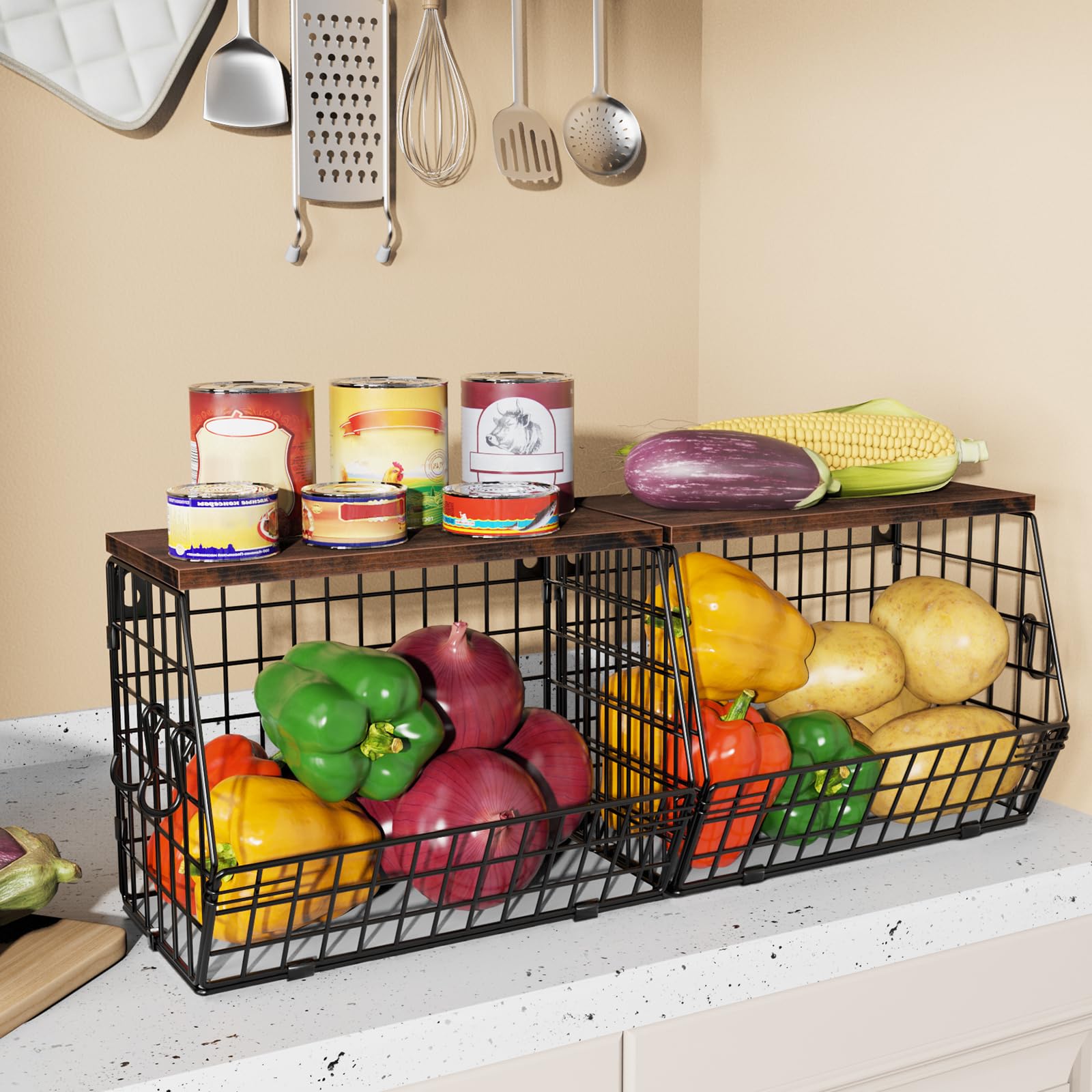 Mefirt wooden lid used as spice shelf to increase usable surface