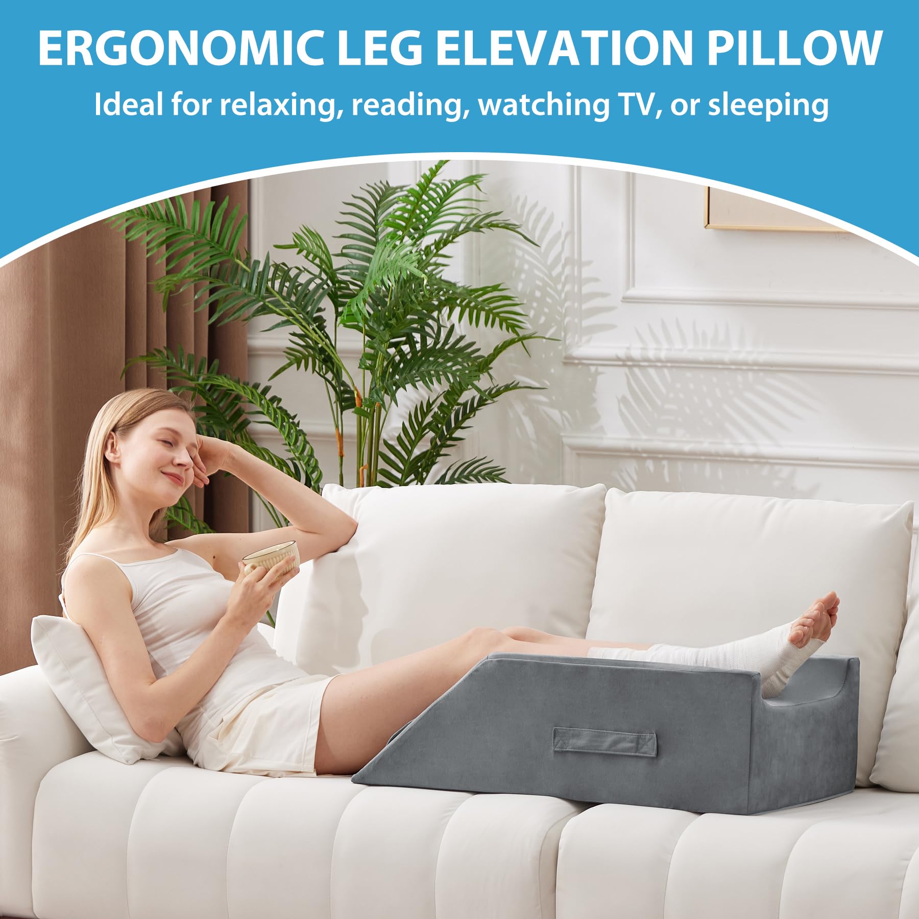 MEGCXIT pillow in bedroom setup offering elevated leg comfort while relaxing