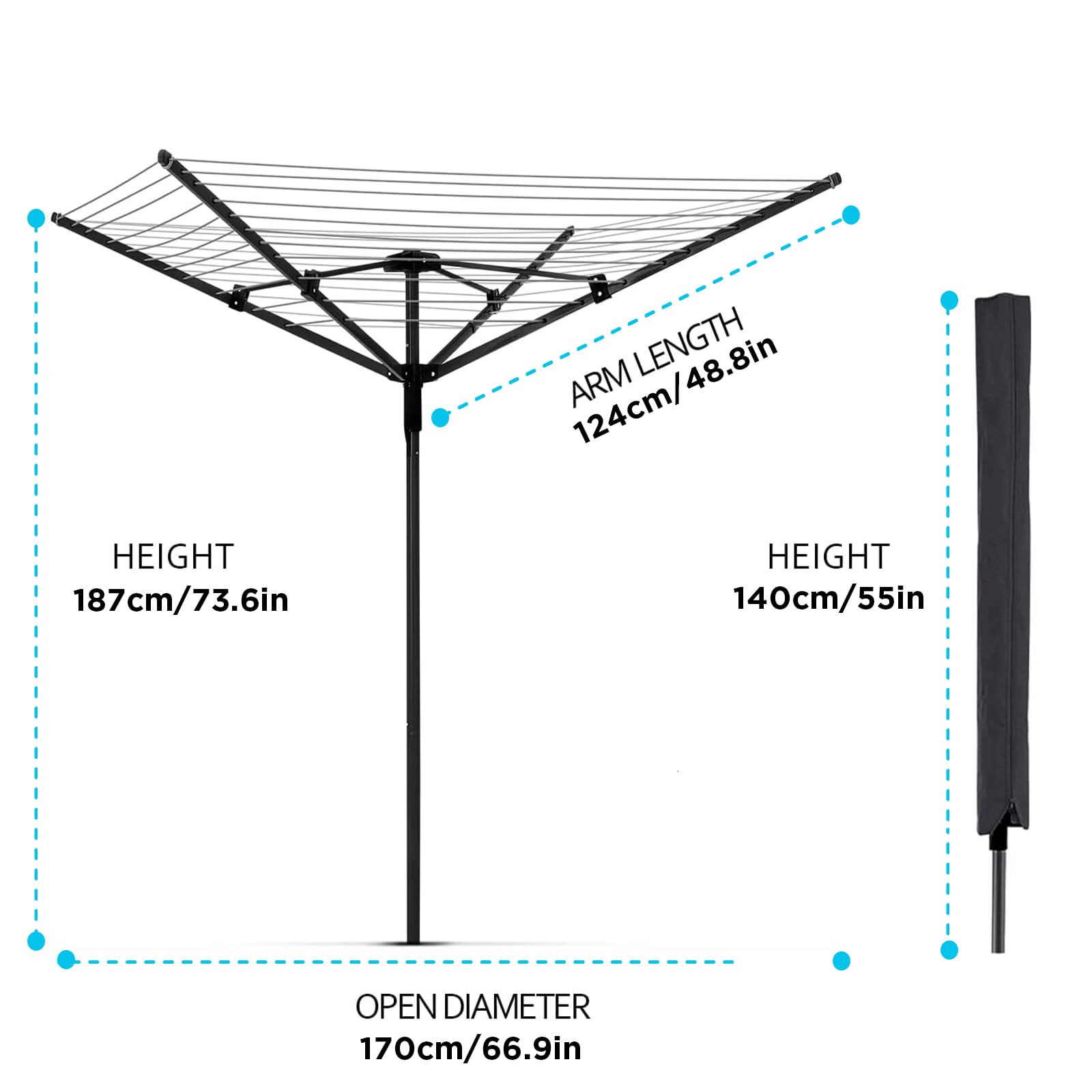 MEILANHUI side profile displaying 360-degree rotation for optimal sun exposure