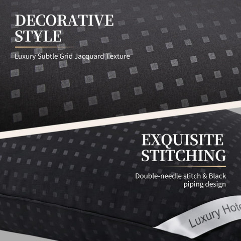 Melising pillow in styled bed illustrating comfort and elegant dark bedding aesthetic