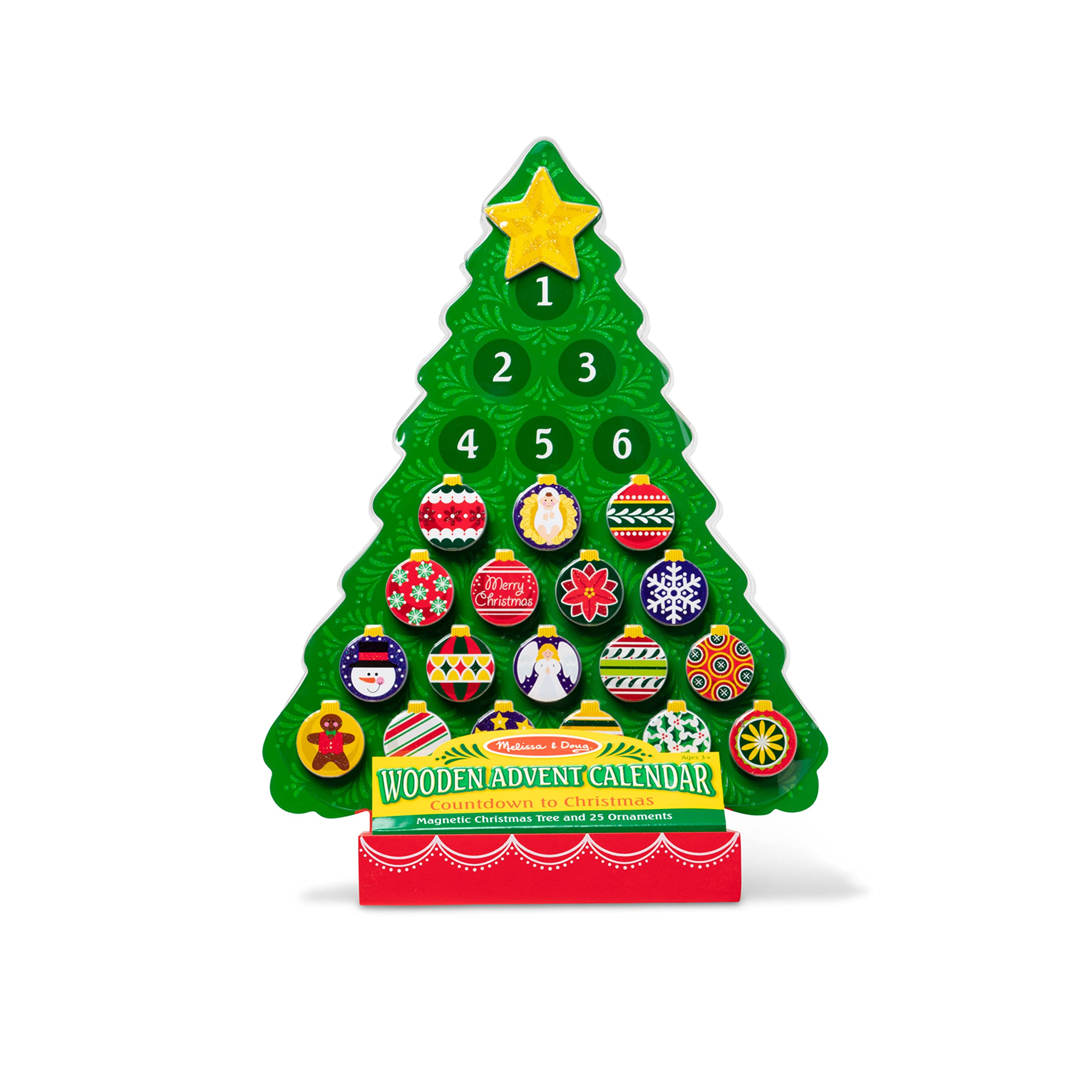Melissa & Doug hand next to tree showing scale and compact size for shelf or tabletop benefit