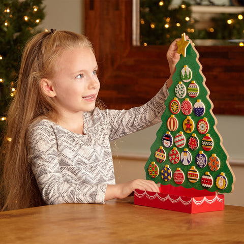 Melissa & Doug detail of attached wooden storage box keeping all magnets organized and reducing lost pieces benefit