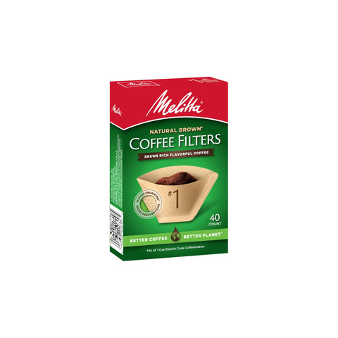 Melitta filter beside a mug for scale showing correct size for 1-cup cone baskets