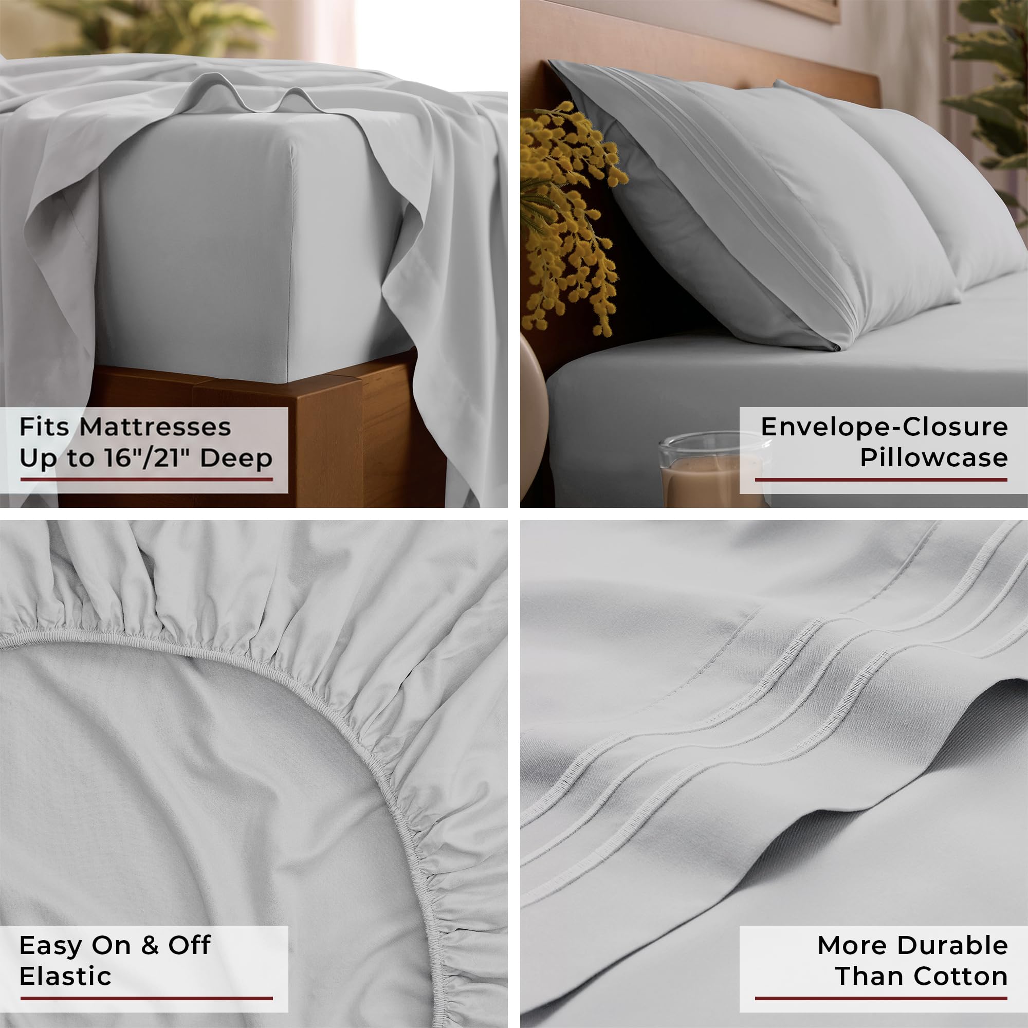 Mellanni bed in stylish bedroom lifestyle showcasing breathable comfort and neat tuck