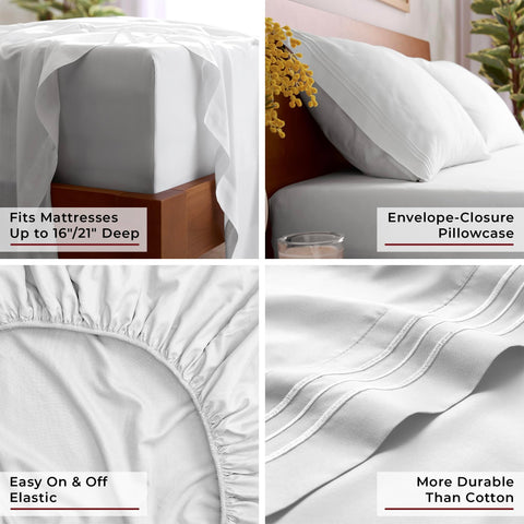 Mellanni bed styled in a bedroom to show how sheets look in use