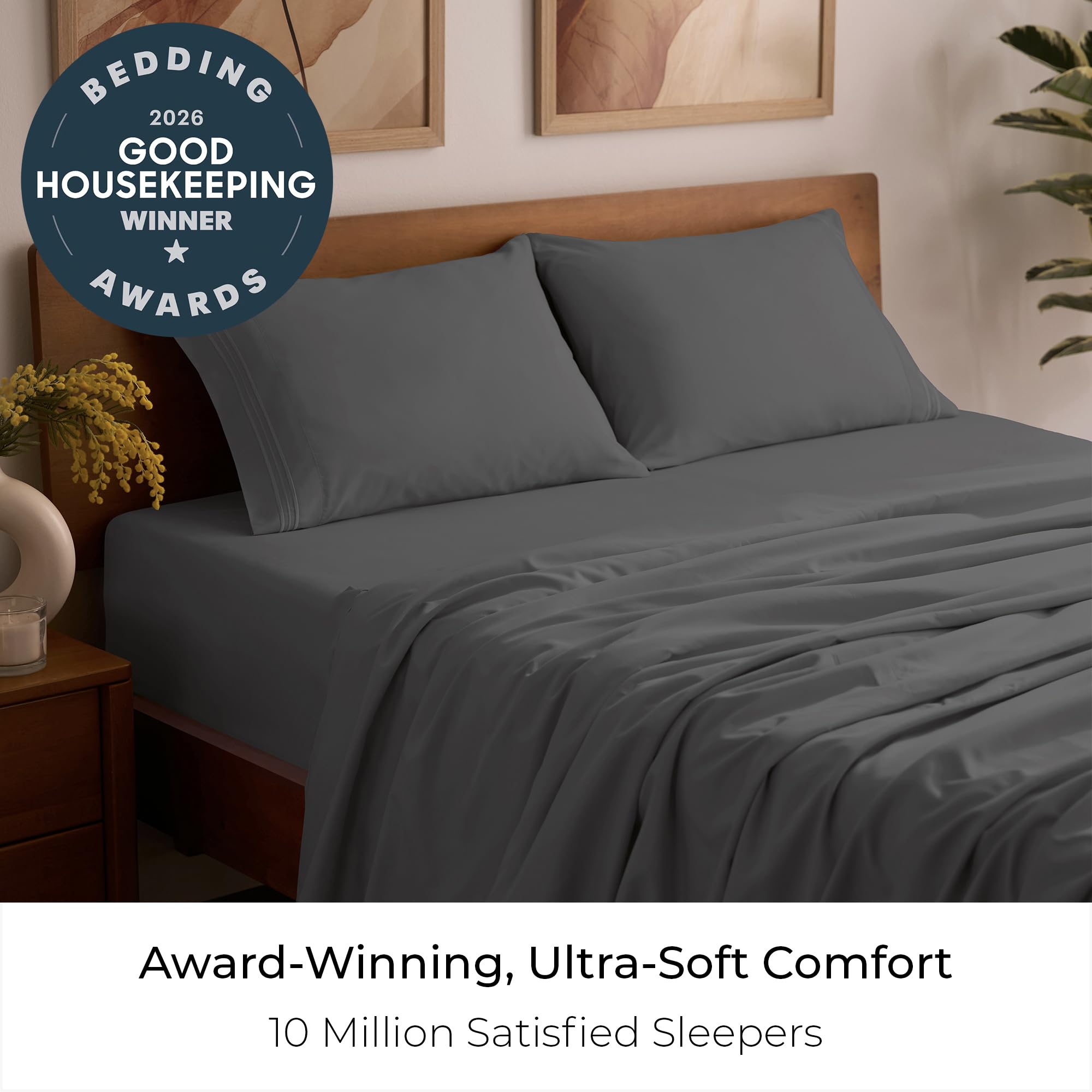 Mellanni fitted sheet deep pocket closeup demonstrating secure snug fit