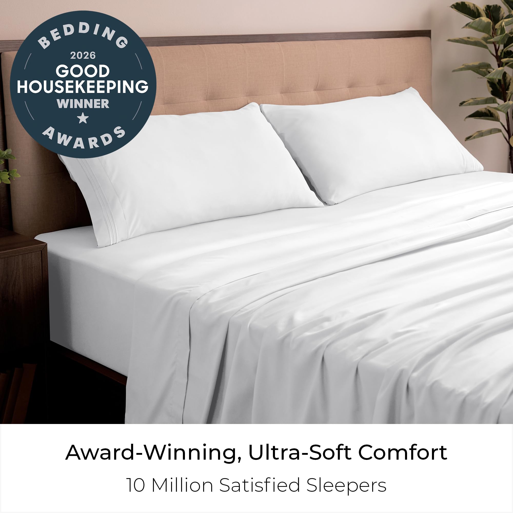 Mellanni fitted sheet deep pocket close-up showing snug fit on mattress corner