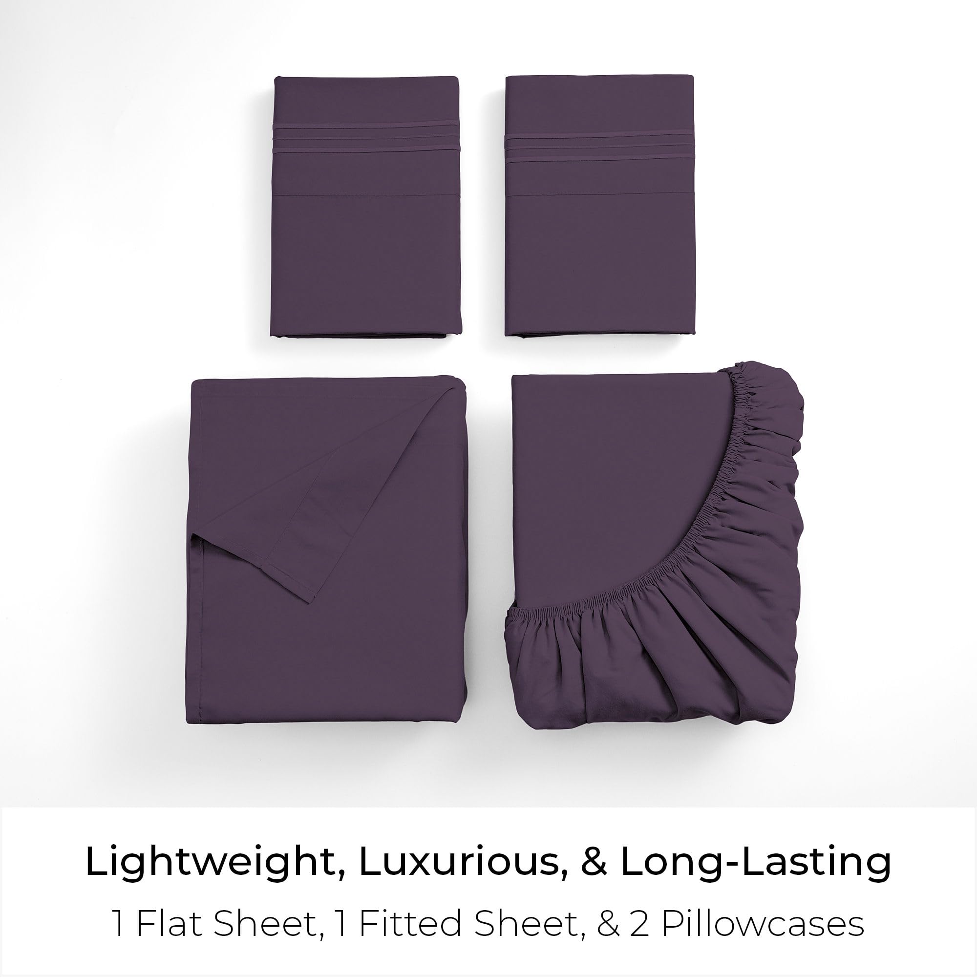 Mellanni fitted sheet on mattress showing 16-inch deep pockets and secure elastic fit benefit
