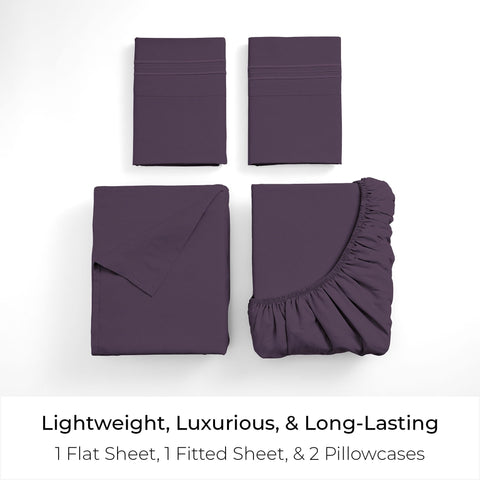Mellanni fitted sheet on mattress showing 16-inch deep pockets and secure elastic fit benefit