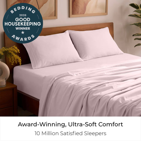 Mellanni fitted sheet close-up of deep pocket and elastic, secure snug fit benefit