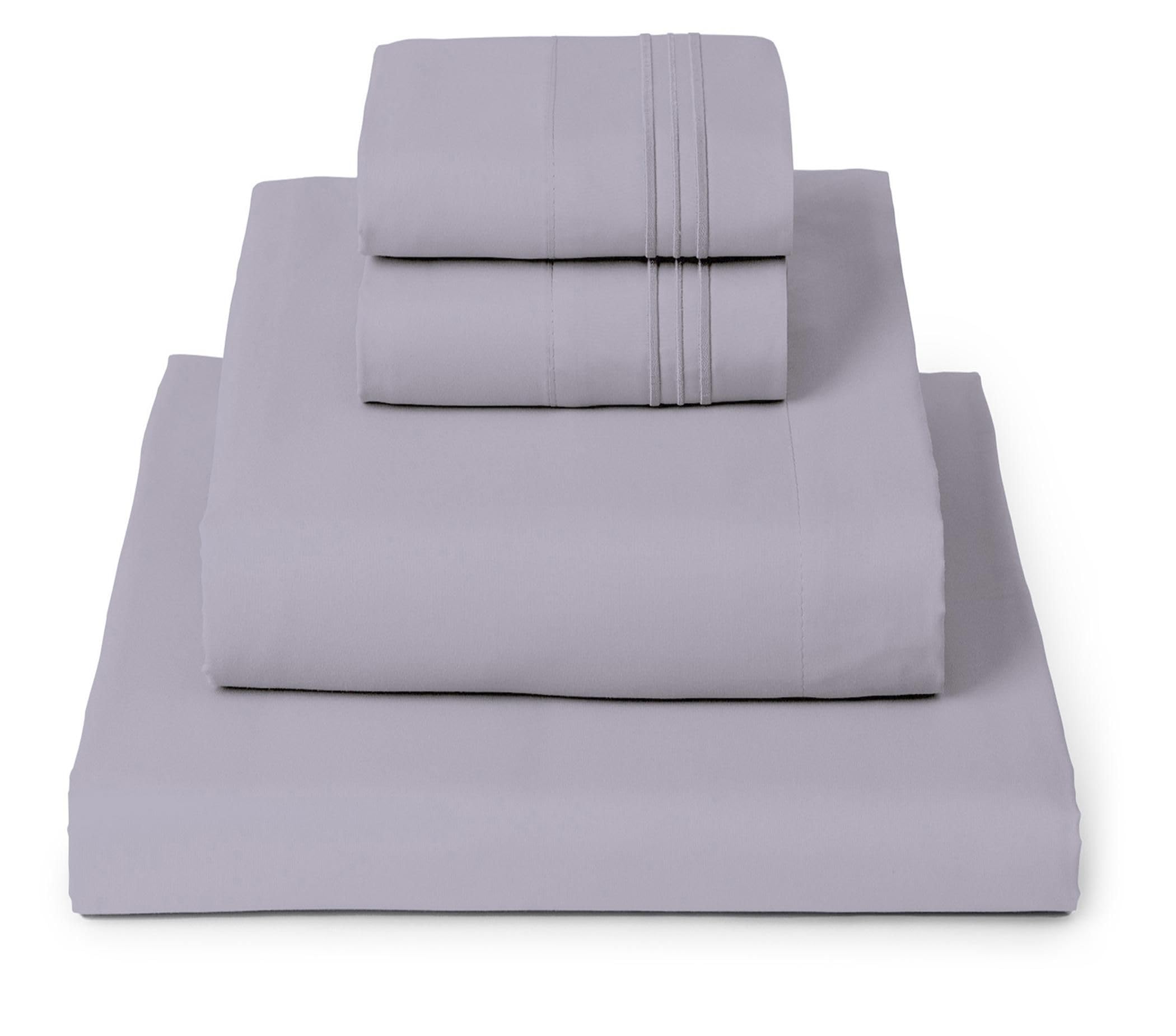 Mellanni full set front view shows neat folds and inviting lavender comfort