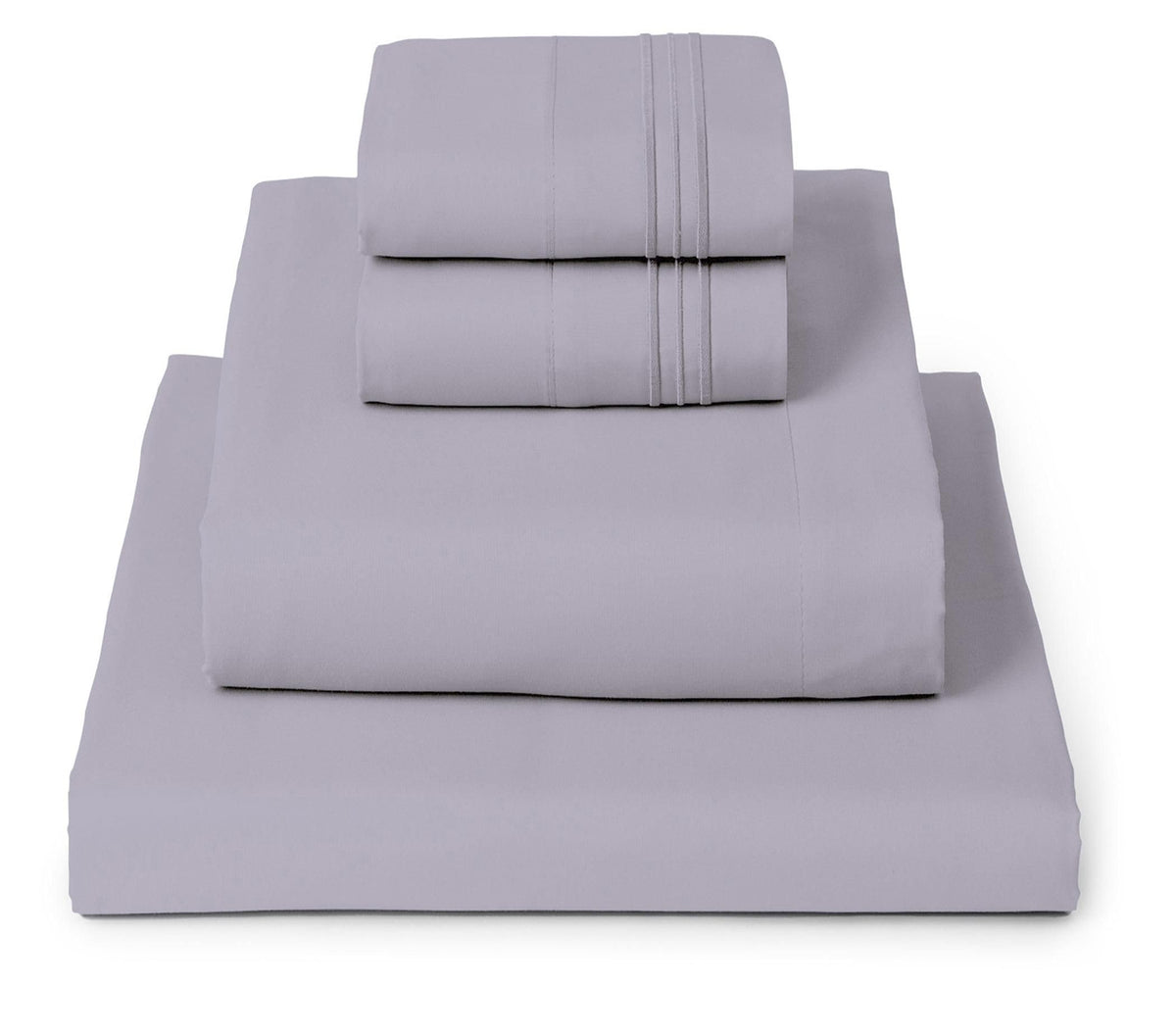 Mellanni full set front view shows neat folds and inviting lavender comfort