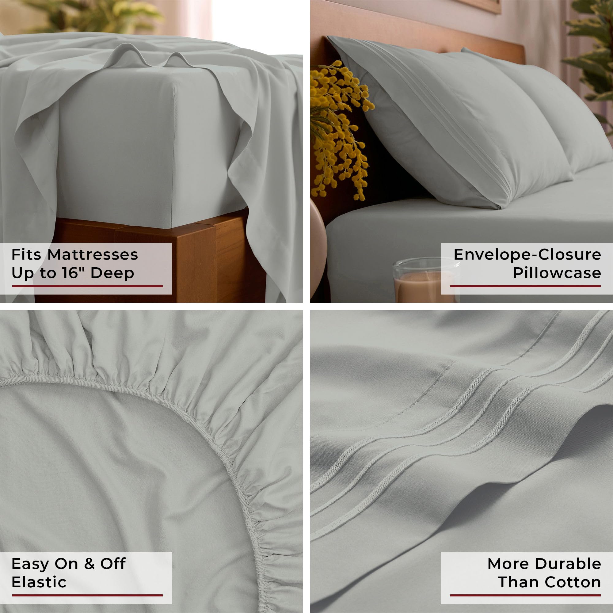 Mellanni sheet set on styled bed illustrating hotel-like look and comfort
