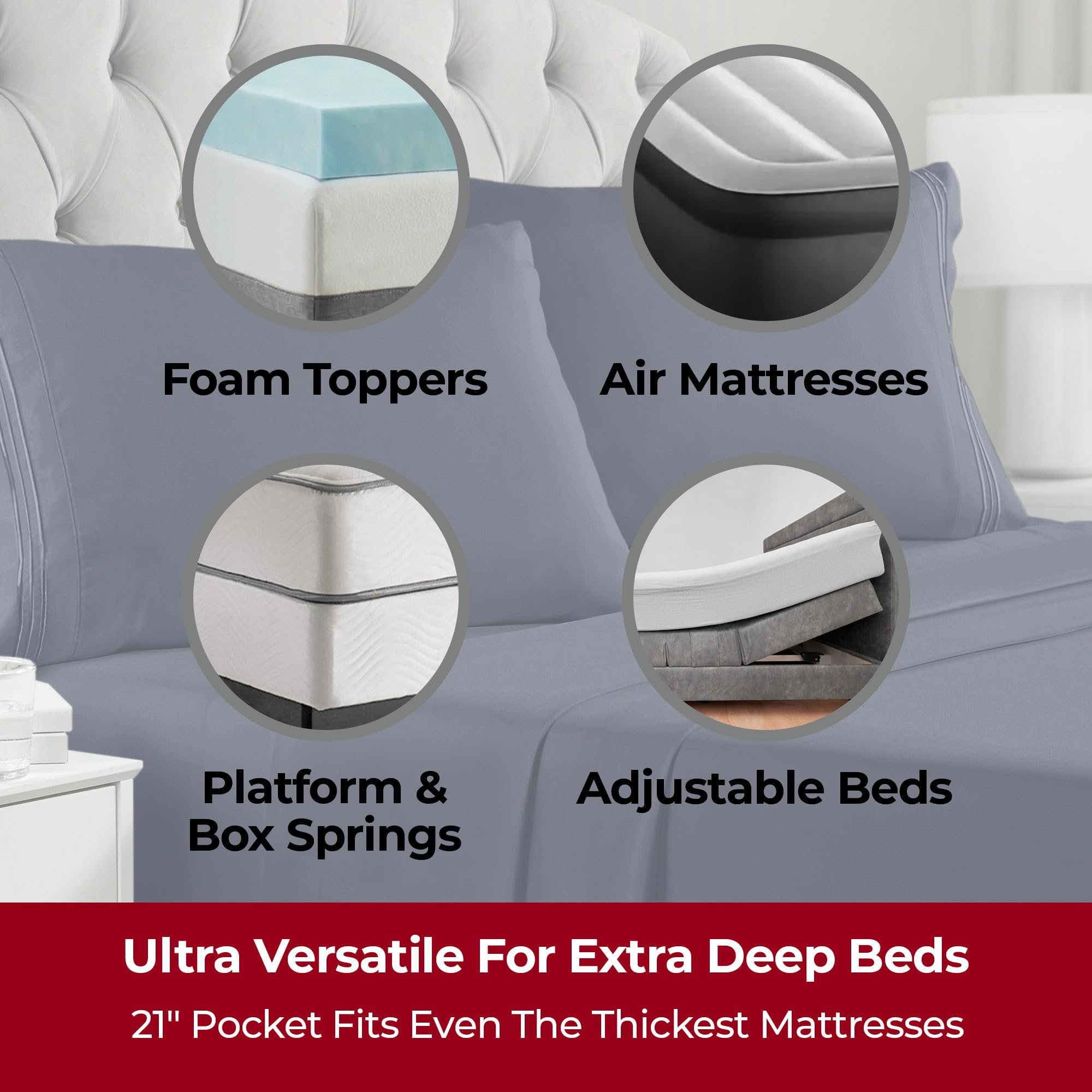 Mellanni fitted sheet deep-pocket detail demonstrating secure mattress hold