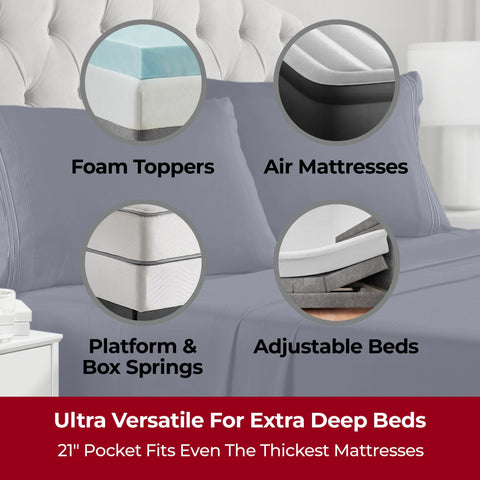 Mellanni fitted sheet deep-pocket detail demonstrating secure mattress hold