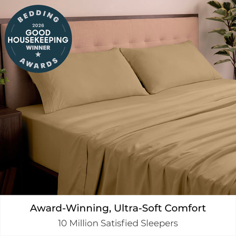 Mellanni fitted sheet deep pocket detail demonstrating snug 16-inch fit for tall mattresses