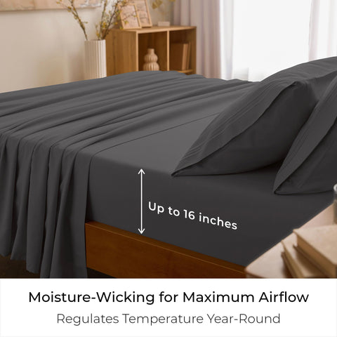 Mellanni full bed with flat sheet and pillowcases staged to show hotel-like look