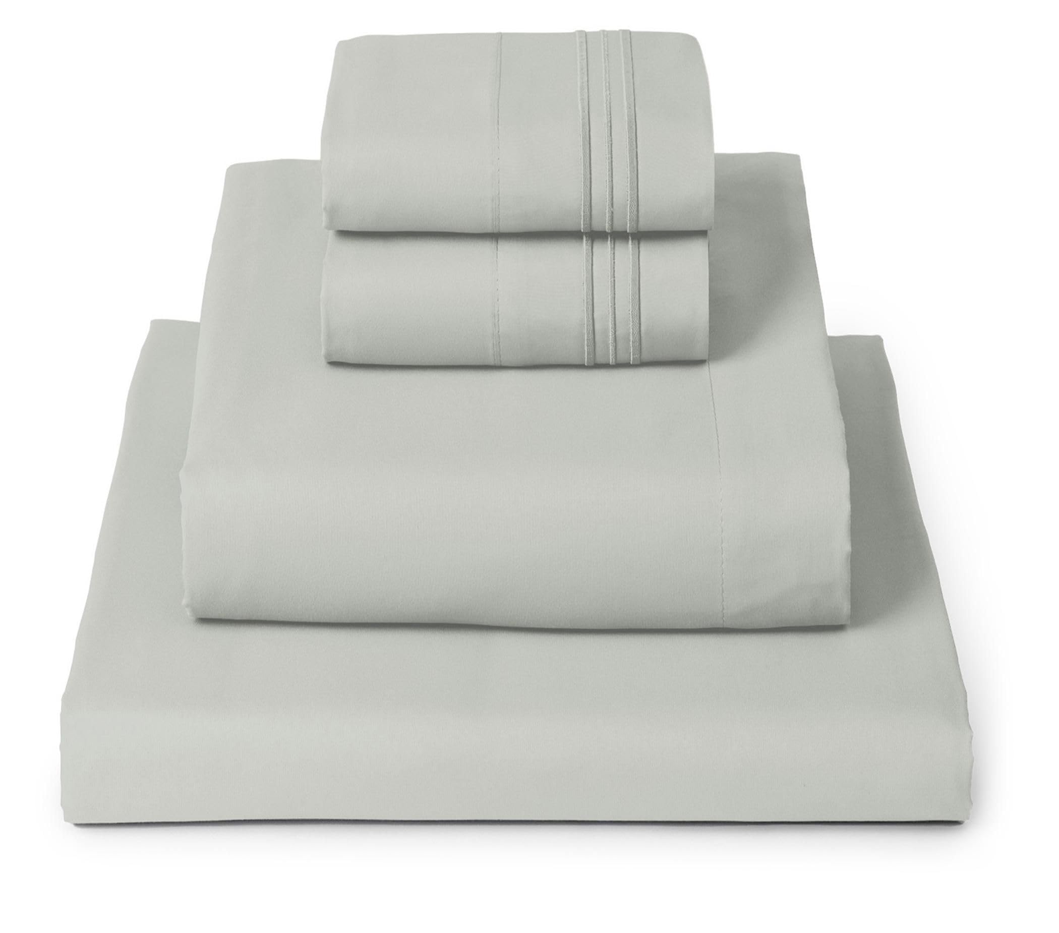 Mellanni Iconic front view showing spa mint sheets and neat fit for a polished bed
