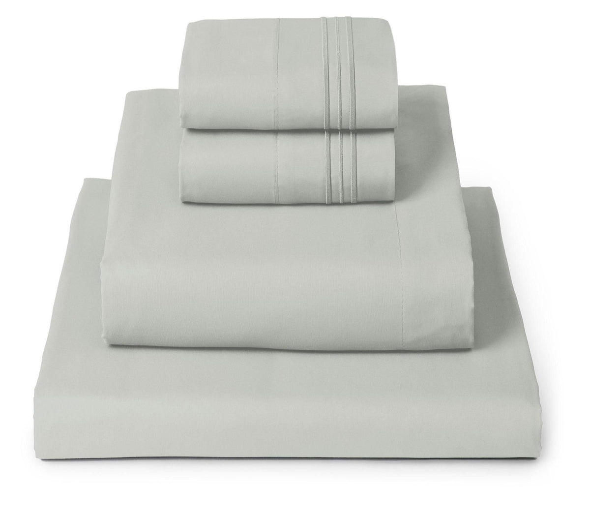 Mellanni Iconic front view showing spa mint sheets and neat fit for a polished bed