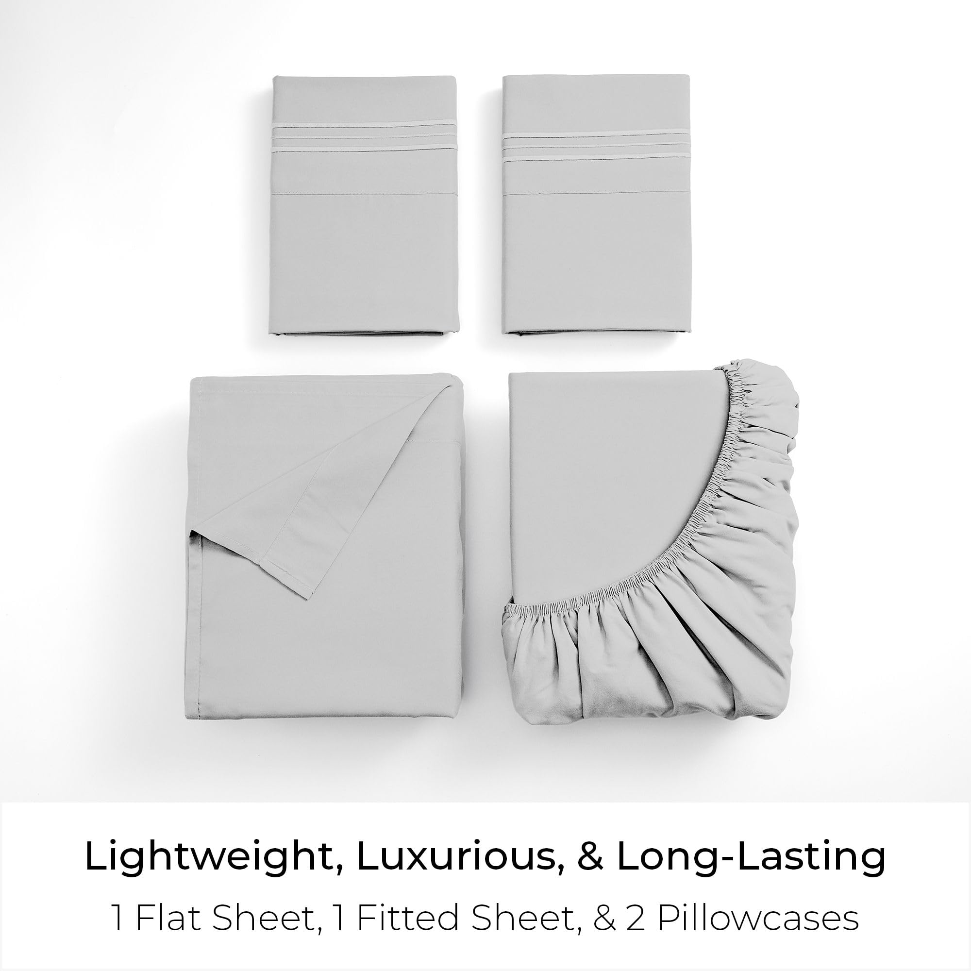 Mellanni folded flat sheet texture close-up highlighting ultra-soft double-brushed finish