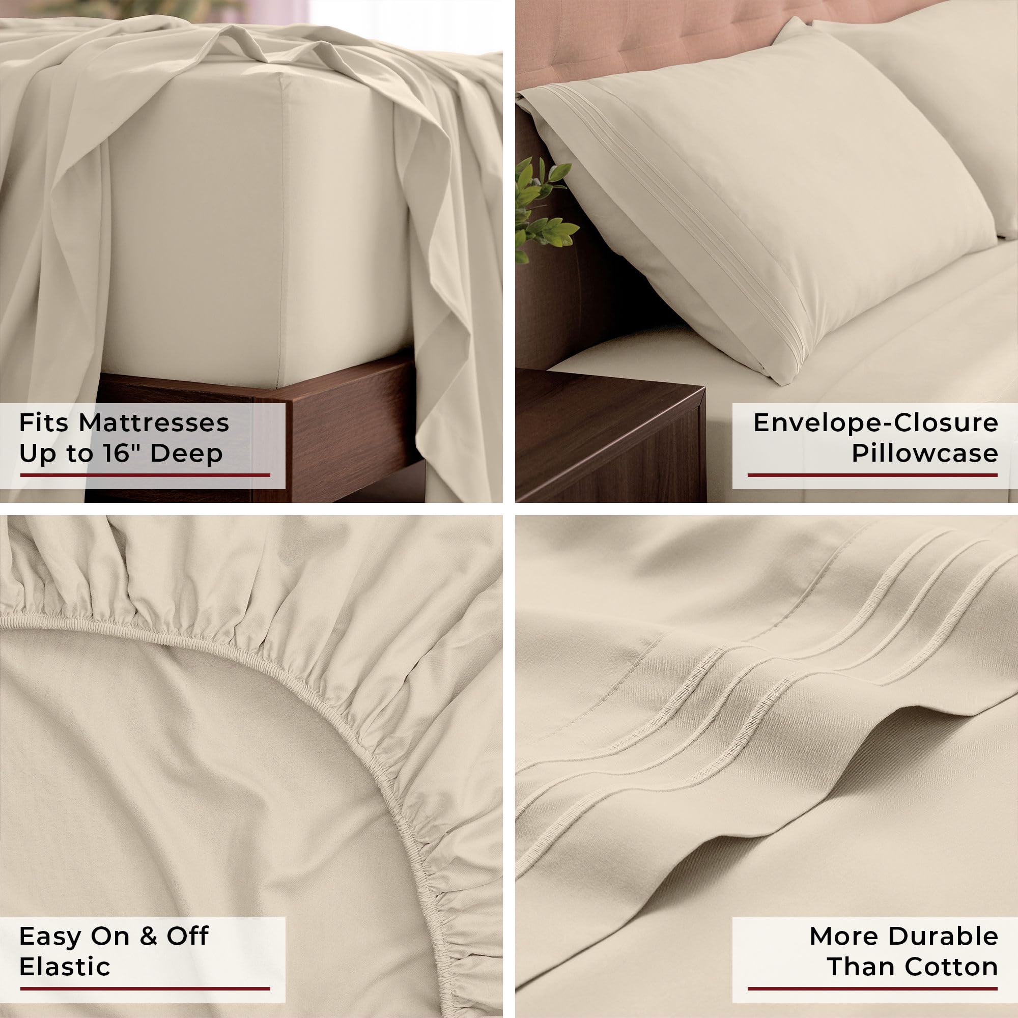 Mellanni fitted sheet on a tall mattress demonstrating 16-inch deep-pocket fit and stability