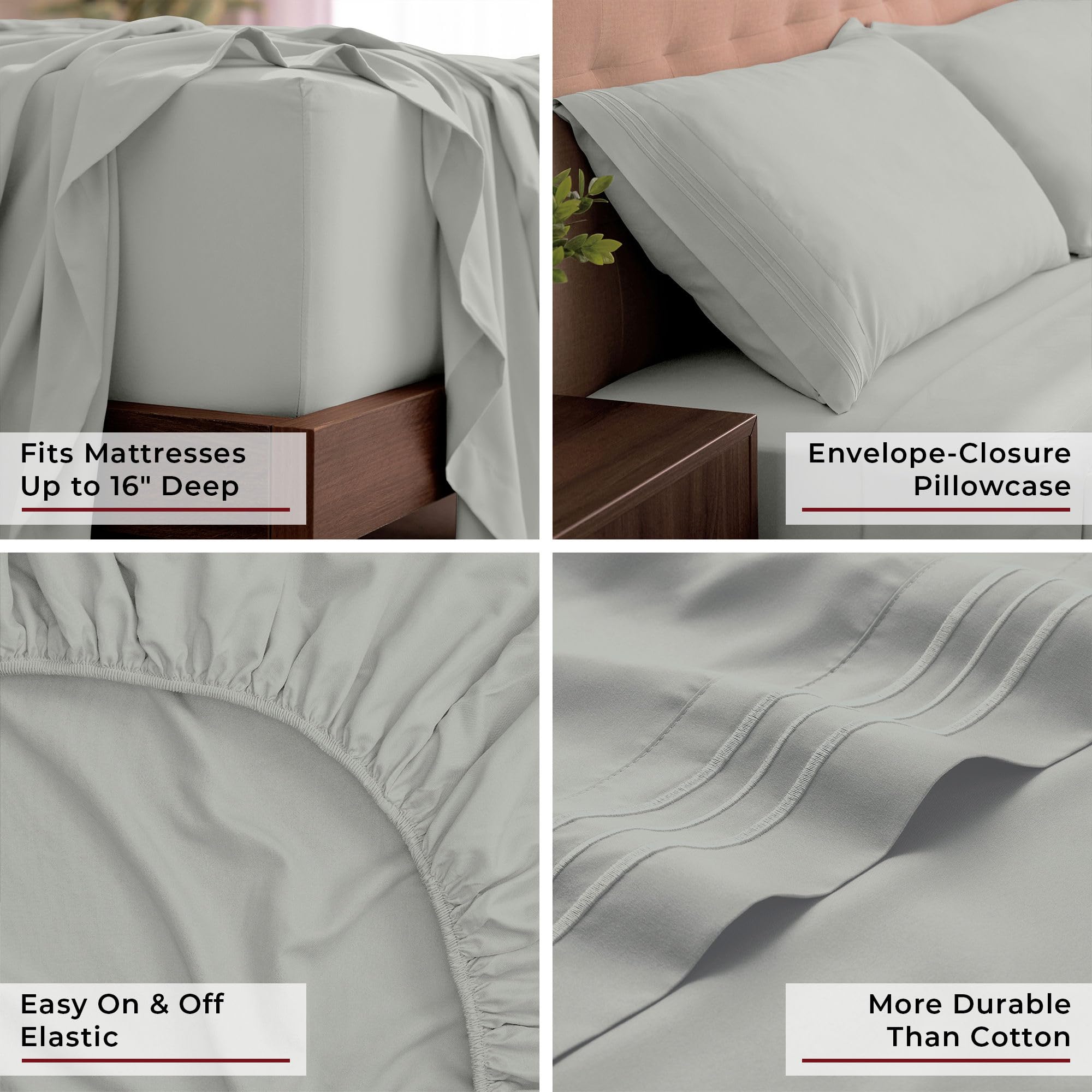 Mellanni Iconic set on styled bed showing breathable sheets for cooler sleep