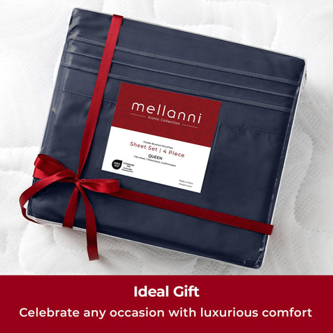 Mellanni branded packaging and insert conveying product promise