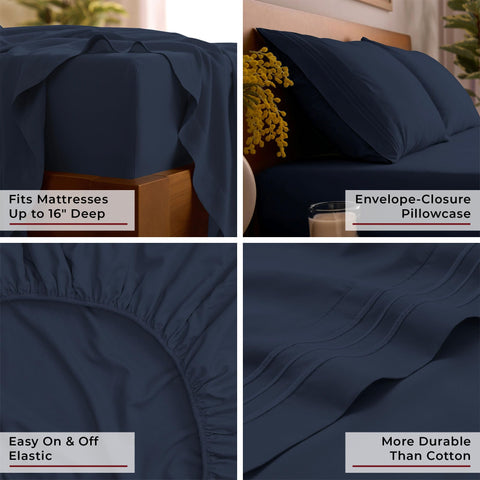 Mellanni two pillowcases on bed showing coordinated look and durability