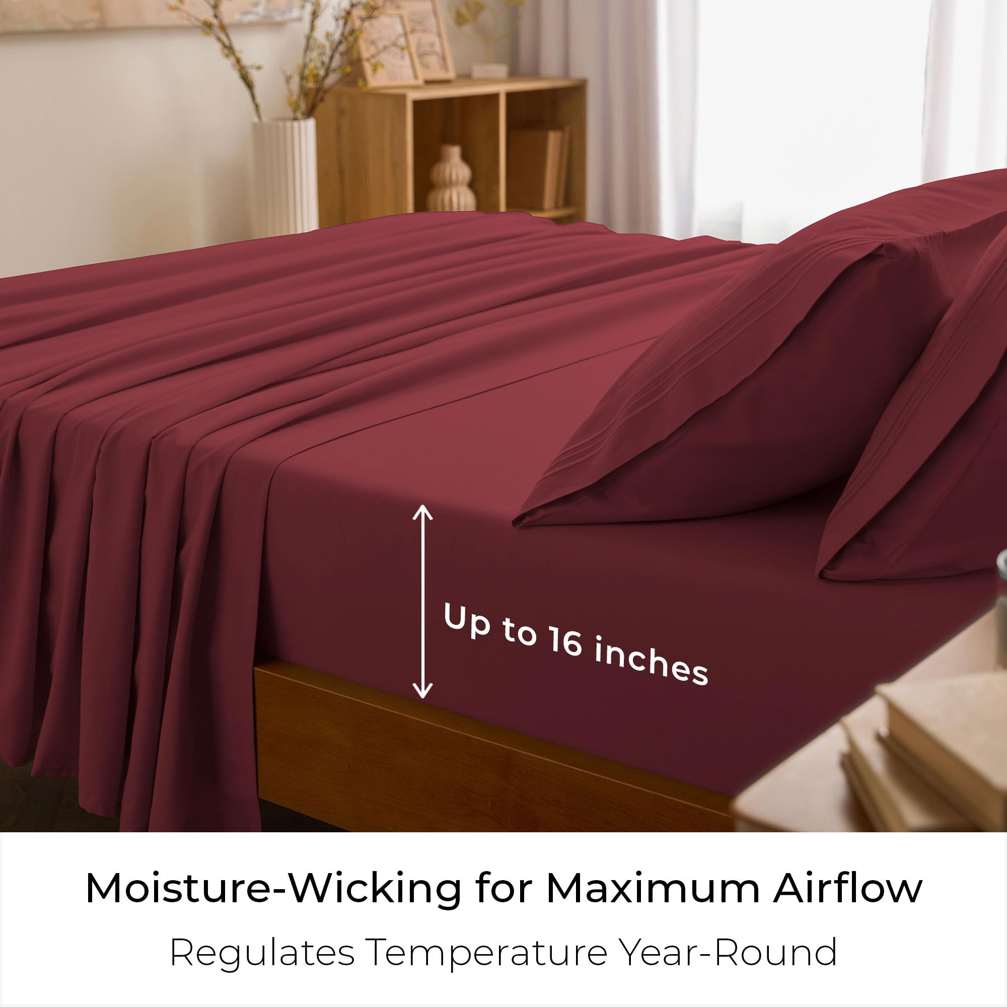 Mellanni two pillowcases stacked to display smooth finish and durable color retention