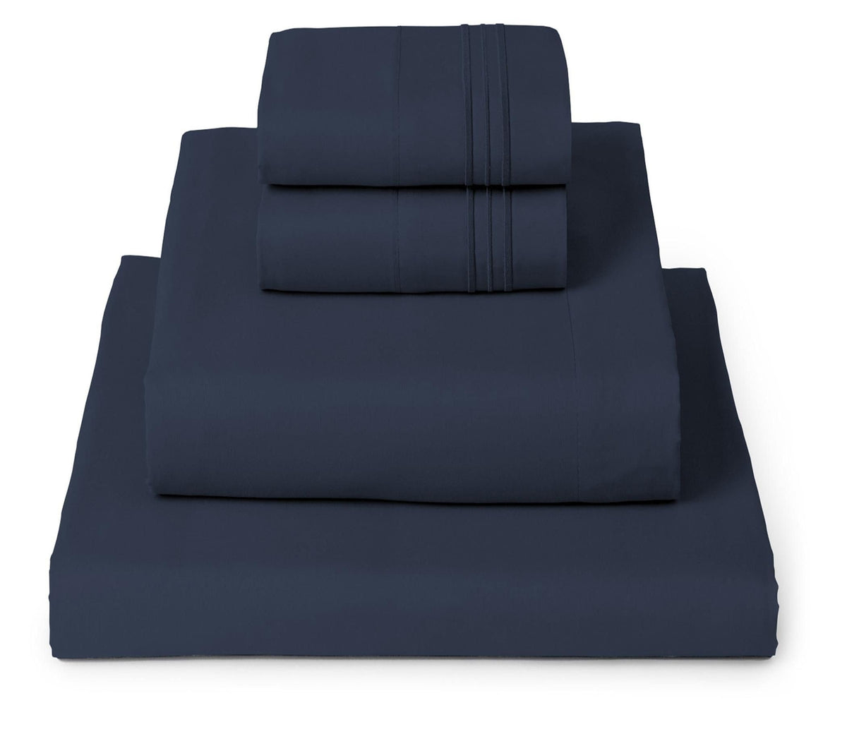 Mellanni navy blue set front packaging showing contents and color benefit