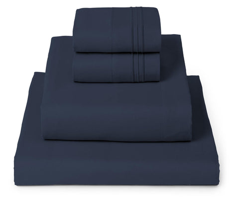 Mellanni navy blue set front packaging showing contents and color benefit