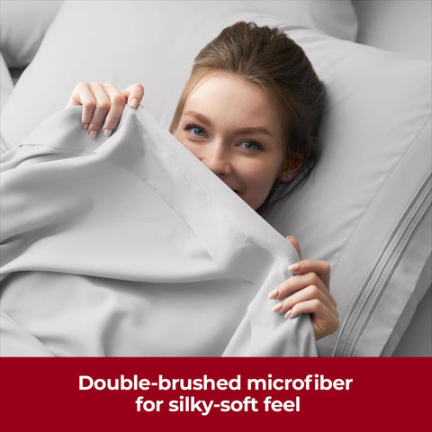 Mellanni deep pocket fitted sheet on a thick mattress, showing snug containment