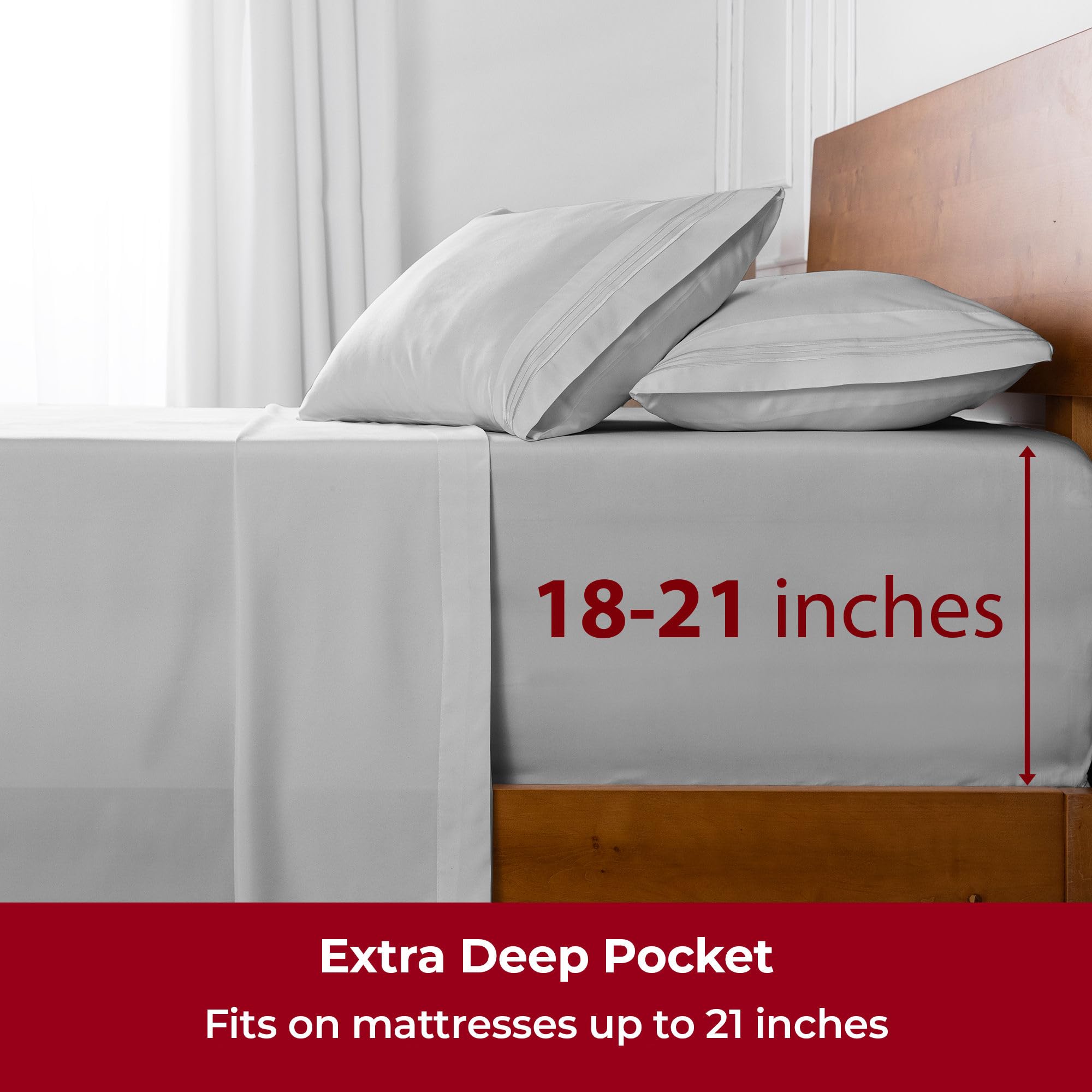 Mellanni sheets on a made bed in a bedroom, demonstrating cozy lifestyle appeal