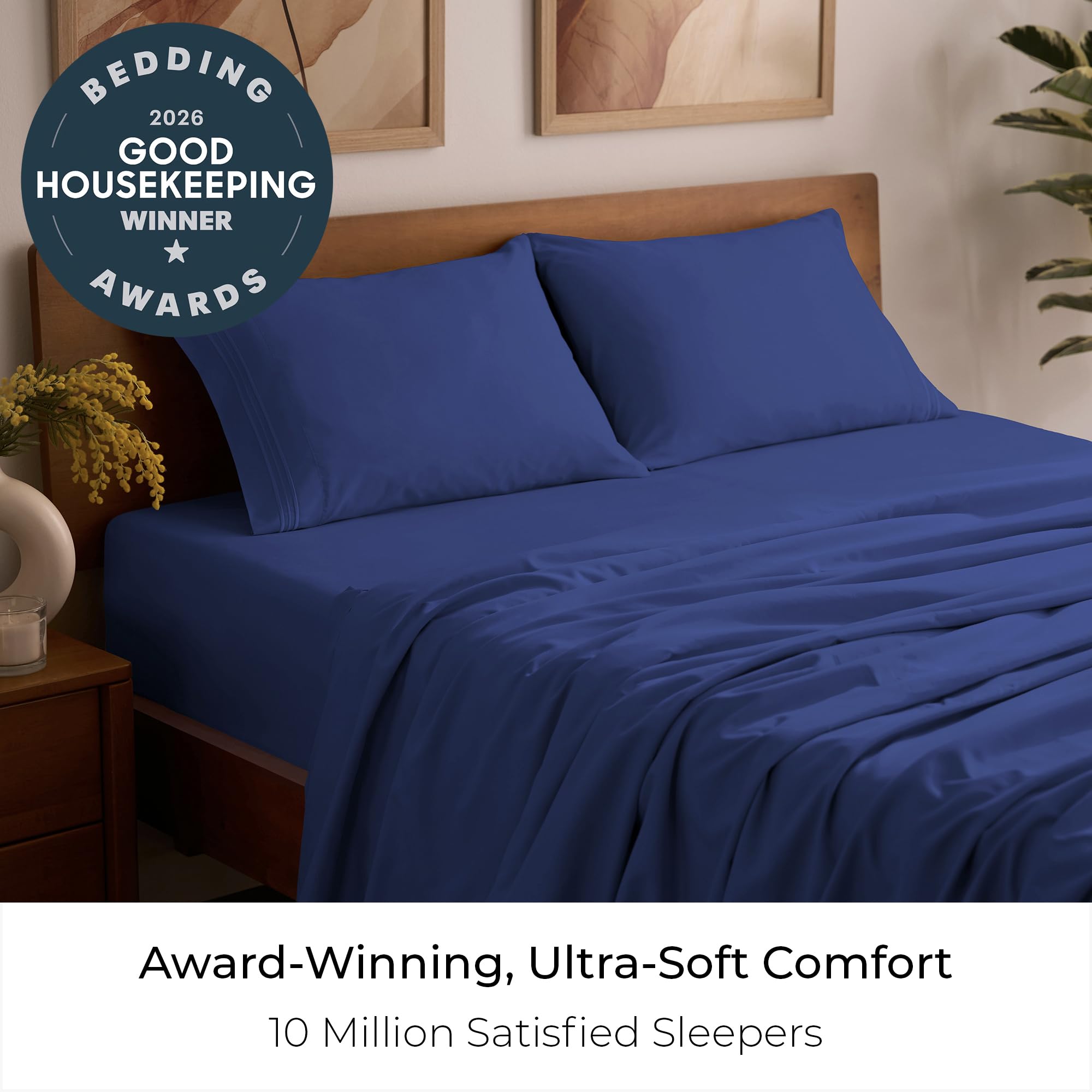 Mellanni fitted sheet deep pocket detail demonstrating secure fit benefit