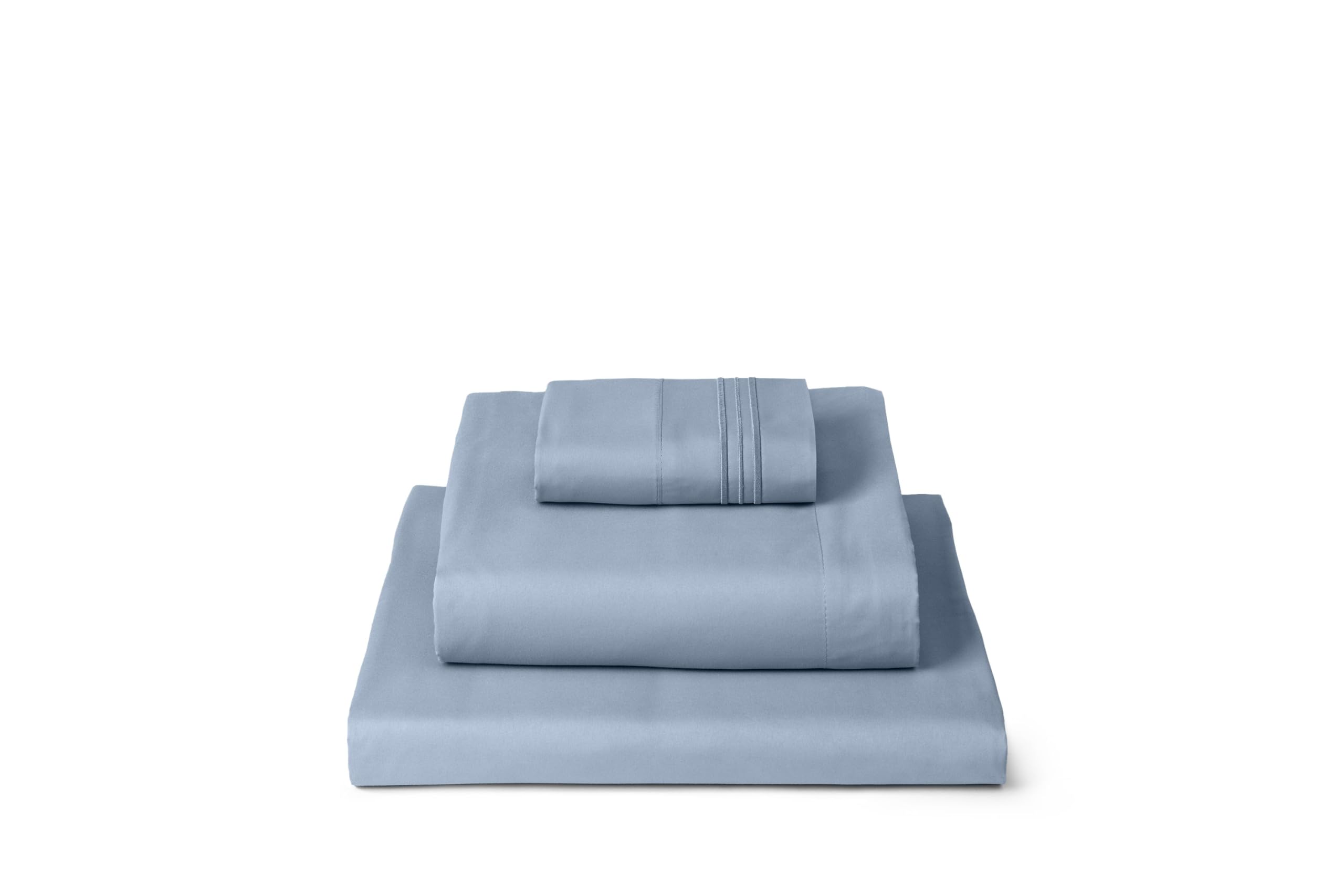 Mellanni Iconic front view of Twin XL set in Blue Hydrangea showing packaging and color