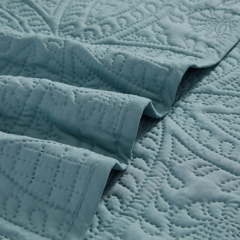 Mellanni coverlet styled in bedroom for instant decor update