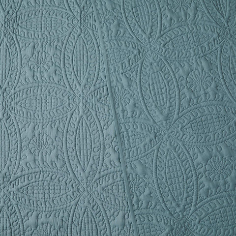 Mellanni coverlet next to mattress showing oversized coverage benefit